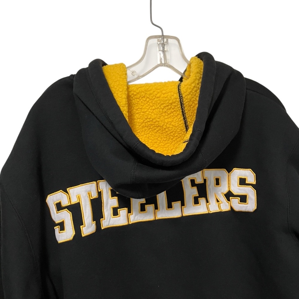 NFL Pittsburgh Steelers Black Hooded Fleece Lined Zip Up Sweatshirt Jacket - Picture 8 of 13